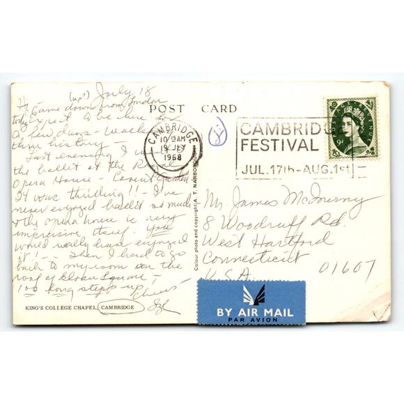 Vintage Linen Postcard King's College Chapel Cambridge 1930s-40s - Picture 2 of 2